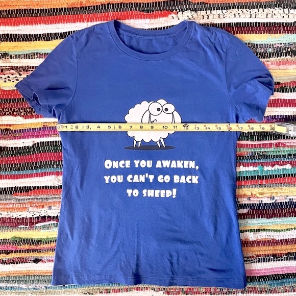 Red Bubble Blue Funny Sheep Tee Size Small - Picture 9 of 9